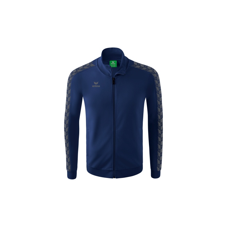 Erima Sportjacke Essential Team Tracktop - bequem, Rippbündchen, Seitentaschen - navyblau/grau Herren